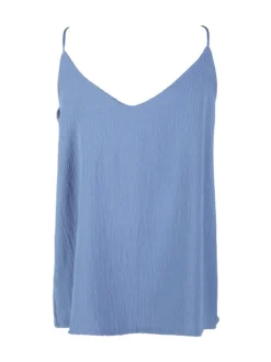 Solada Top donna con spalline sottili e scollo V - azzurro