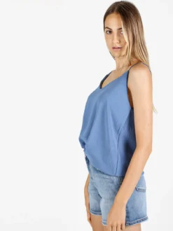 Solada Top donna con spalline sottili e scollo V - azzurro