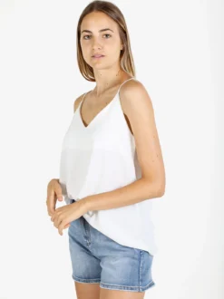 Solada Top donna con spalline sottili e scollo V - bianco