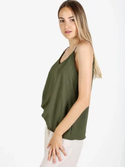 Solada Top donna con spalline sottili e scollo V - militare