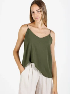 Solada Top donna con spalline sottili e scollo V - militare