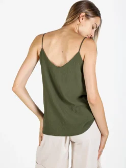 Solada Top donna con spalline sottili e scollo V - militare