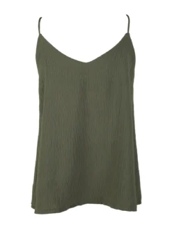 Solada Top donna con spalline sottili e scollo V - militare