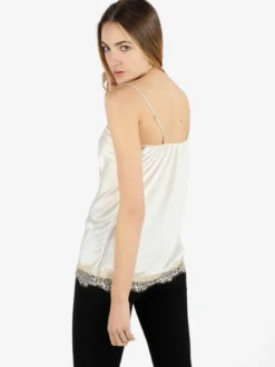 Solada Top donna effetto raso con pizzo