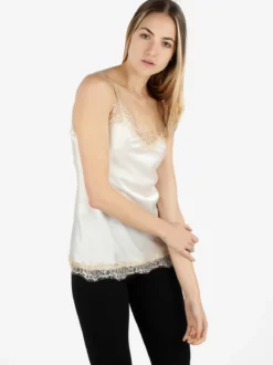 Solada Top donna effetto raso con pizzo