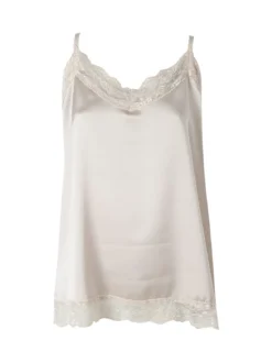 Solada Top donna effetto raso con pizzo - beige