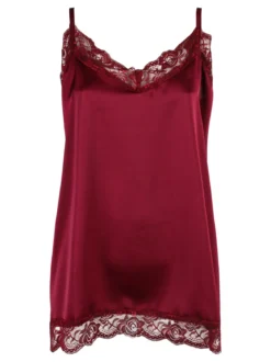 Solada Top donna effetto raso con pizzo - bordeaux