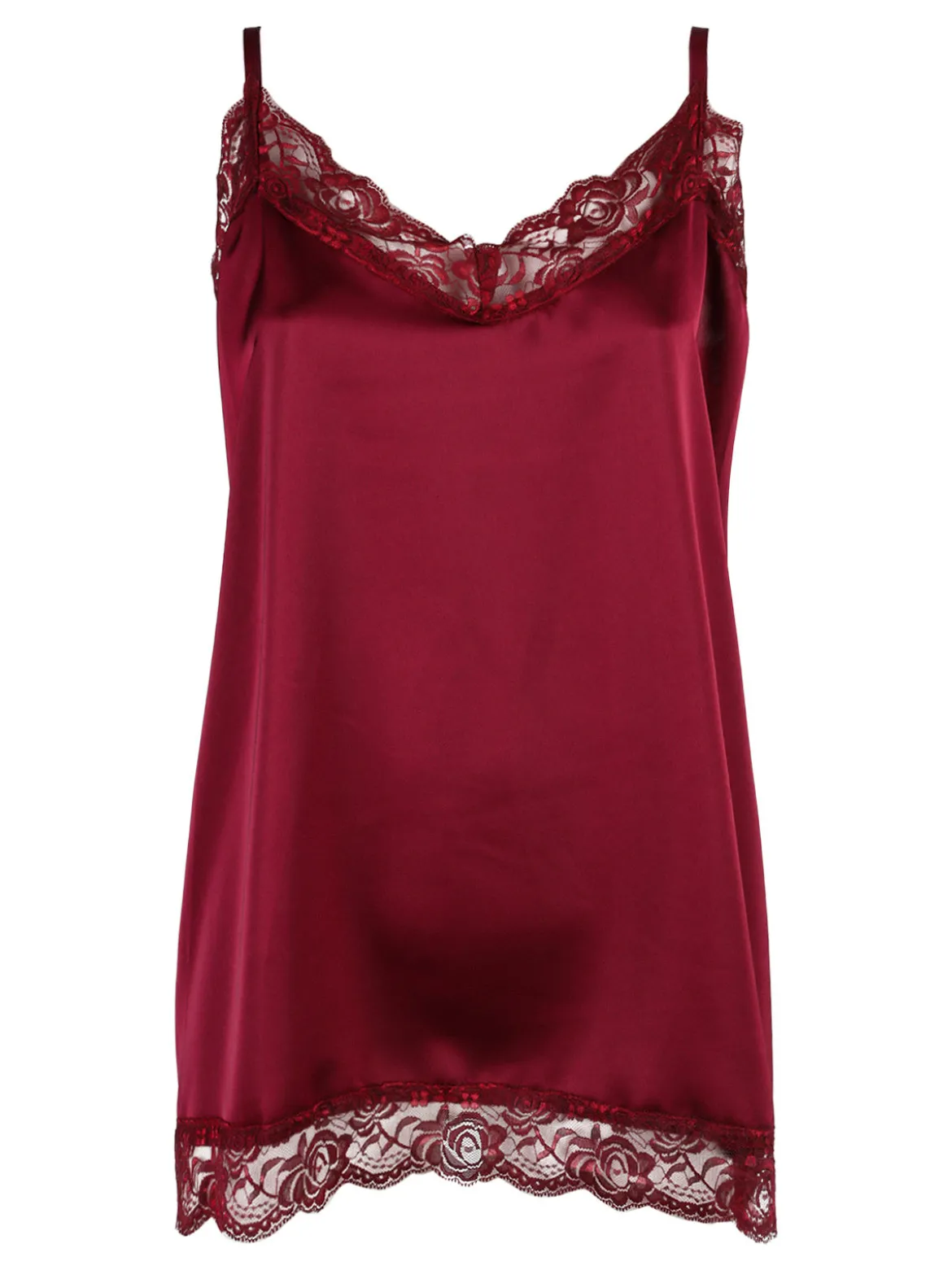 Solada Top donna effetto raso con pizzo - bordeaux