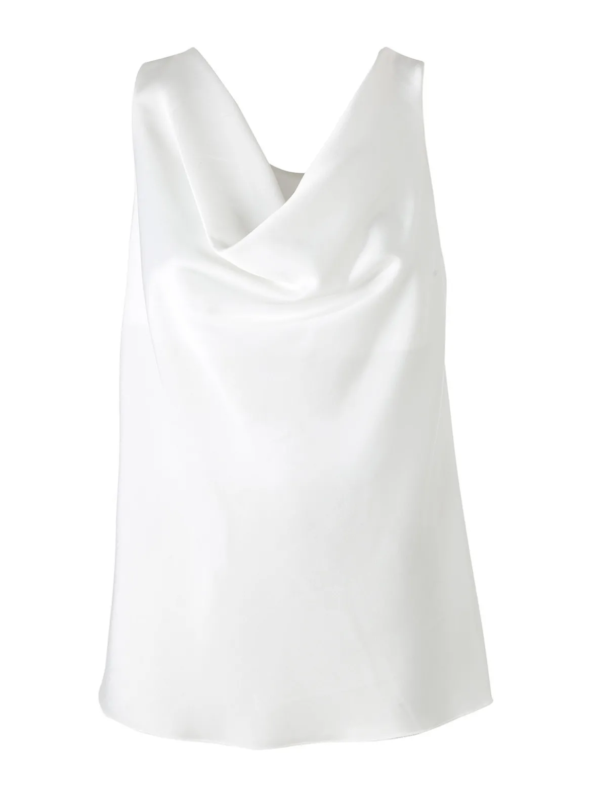 Solada Top donna effetto raso con scollo a cascata - bianco