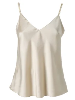 Solada Top donna effetto raso con scollo a V davanti e dietro - beige