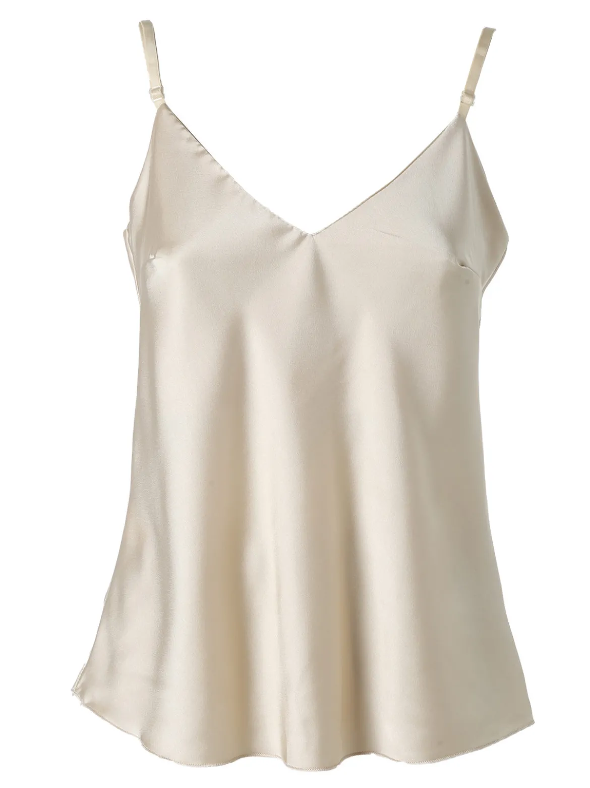 Solada Top donna effetto raso con scollo a V davanti e dietro - beige