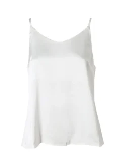 Solada Top donna effetto raso con spalline strette - bianco