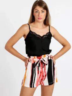 Solada Top donna effetto seta con pizzo