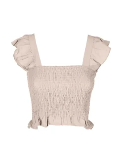 Solada Top donna elasticizzato con spalline a volant