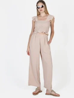 Solada Top donna elasticizzato con spalline a volant