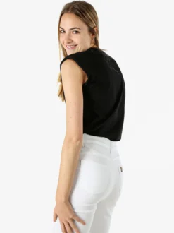 Solada Top donna in cotone con borchie - nero
