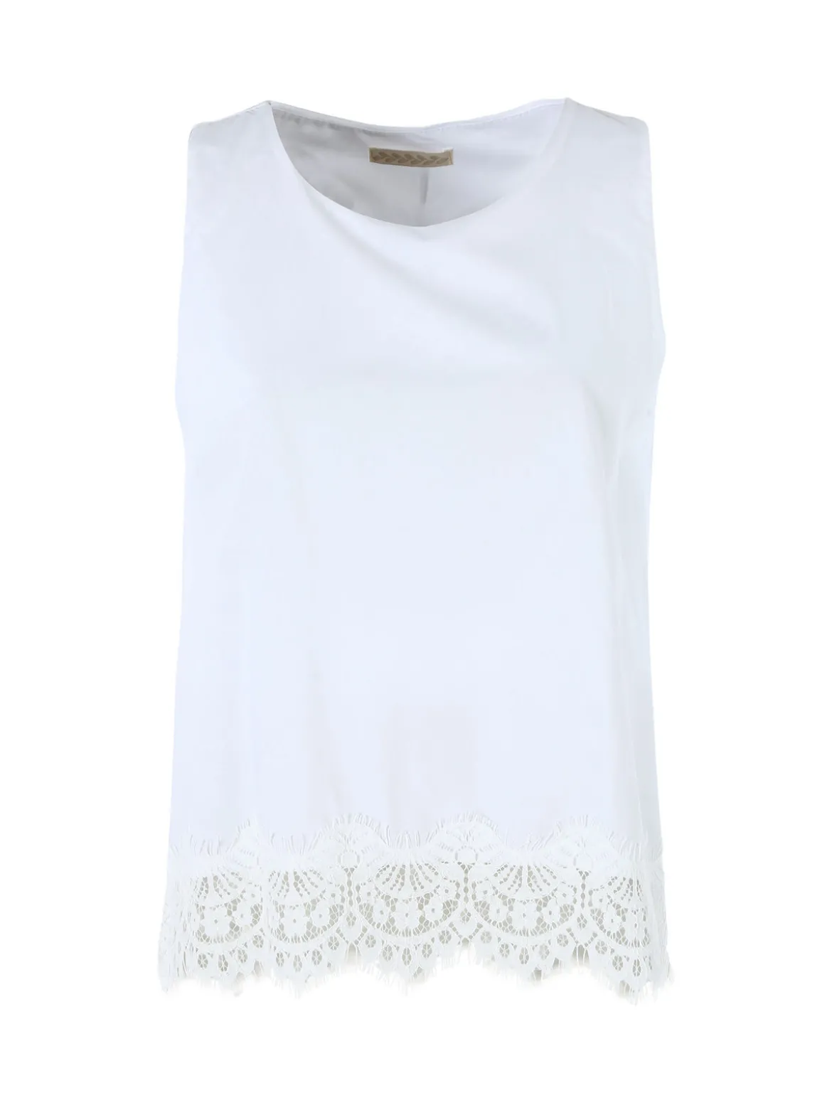 Solada Top donna in cotone con pizzo sul finale - bianco