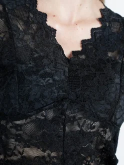 Solada Top donna in pizzo a maniche lunghe - nero