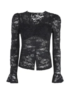 Solada Top donna in pizzo a maniche lunghe - nero