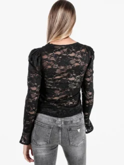 Solada Top donna in pizzo a maniche lunghe - nero