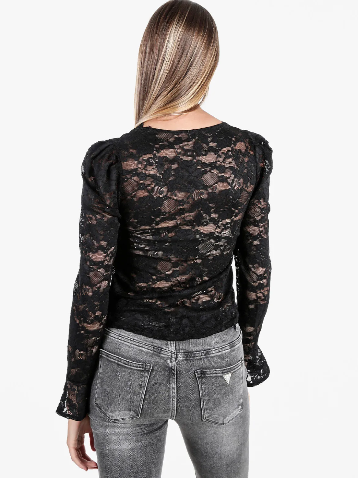 Solada Top donna in pizzo a maniche lunghe - nero