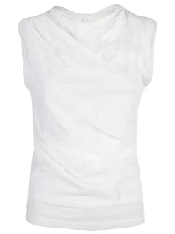 Solada Top donna in pizzo con scollo a cascata - bianco