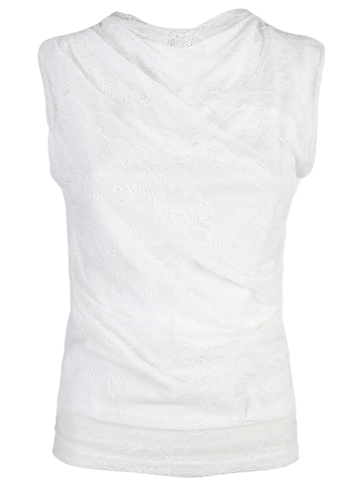 Solada Top donna in pizzo con scollo a cascata - bianco