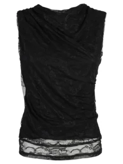 Solada Top donna in pizzo con scollo a cascata - nero