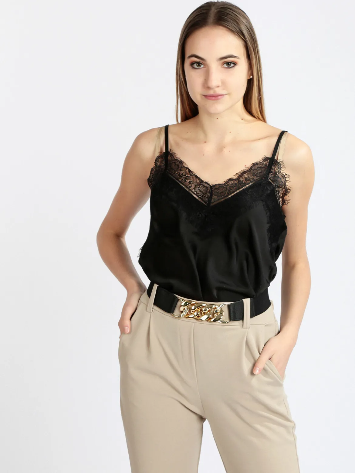 Solada Top donna in raso con pizzo