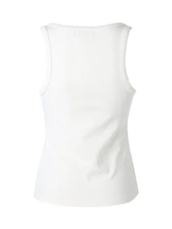 Solada Top donna in tinta unita con scollo quadrato - panna