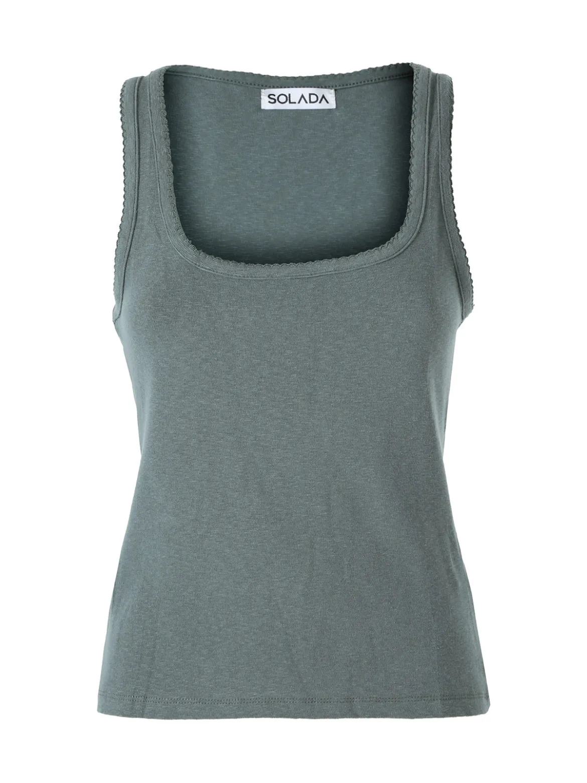 Solada Top donna in tinta unita con scollo quadrato - verde