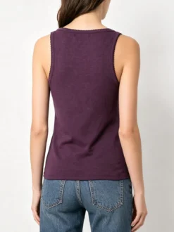 Solada Top donna in tinta unita con scollo quadrato - viola