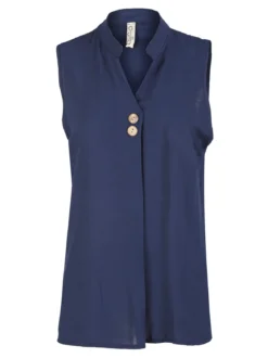 Solada Top donna in viscosa con scollo a V - blu scuro