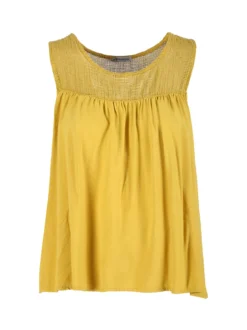 Solada Top donna in viscosa con scollo traforato senape