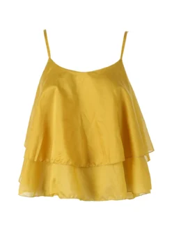 Solada Top donna leggero con spalline strette e balza - senape