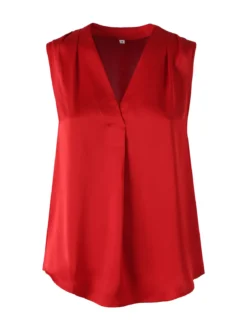 Solada Top donna smanicato con scollo a V profondo - rosso