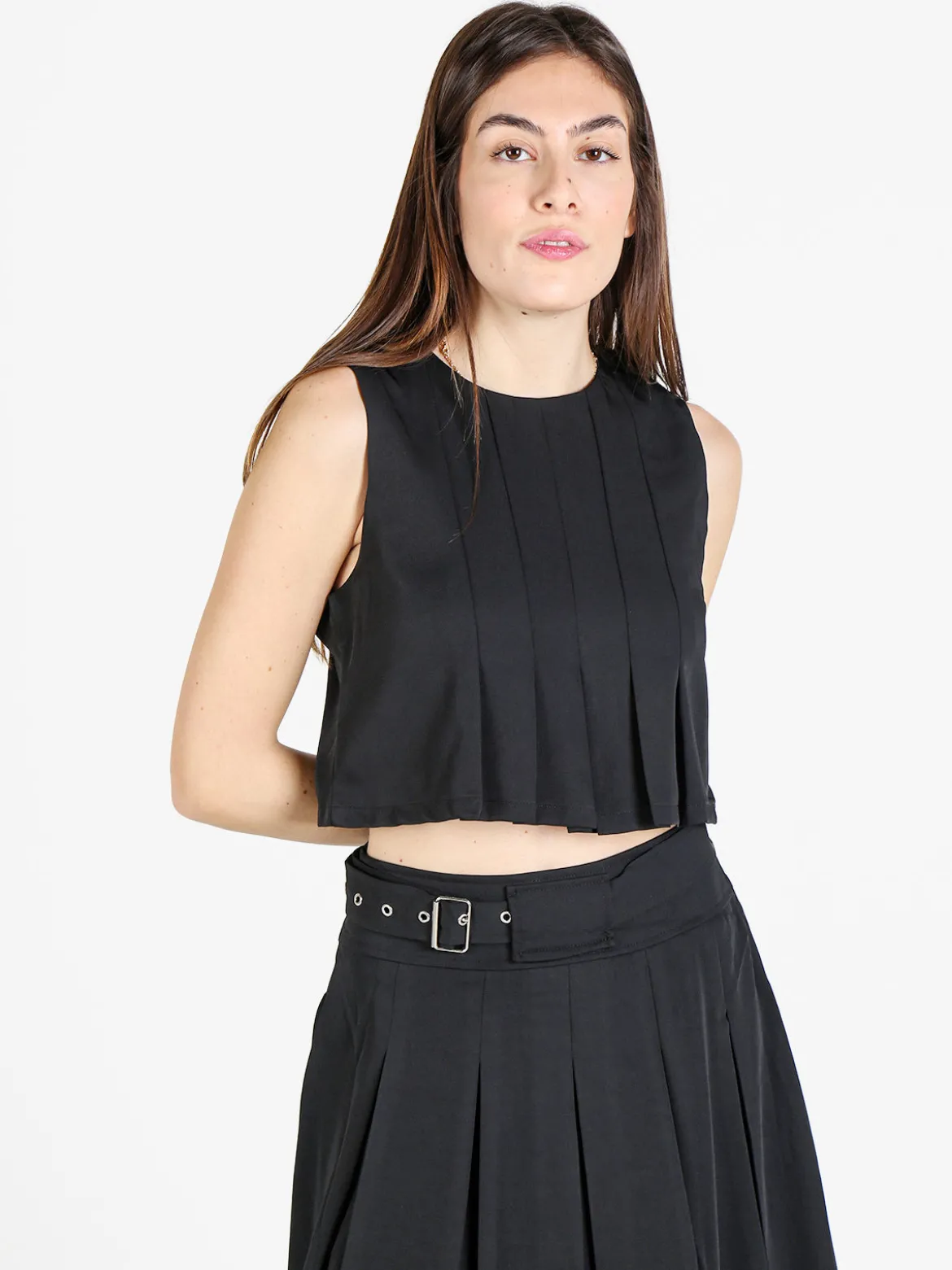 Solada Top donna smanicato con zip sulla schiena