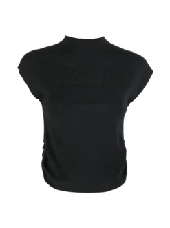 Solada Top donna smanicato in maglia - nero