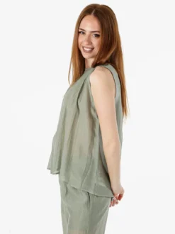 Solada Top donna smanicato - pistacchio