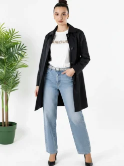 Solada Trench impermeabile da donna con bottoni - blu scuro