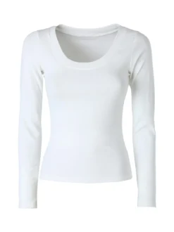 Solada T-shirt a maniche lunghe da donna in cotone - bianco