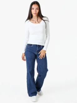 Solada T-shirt a maniche lunghe da donna in cotone - bianco