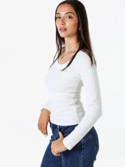 Solada T-shirt a maniche lunghe da donna in cotone - bianco