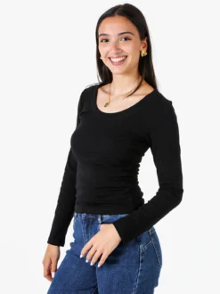 Solada T-shirt a maniche lunghe da donna in cotone - nero