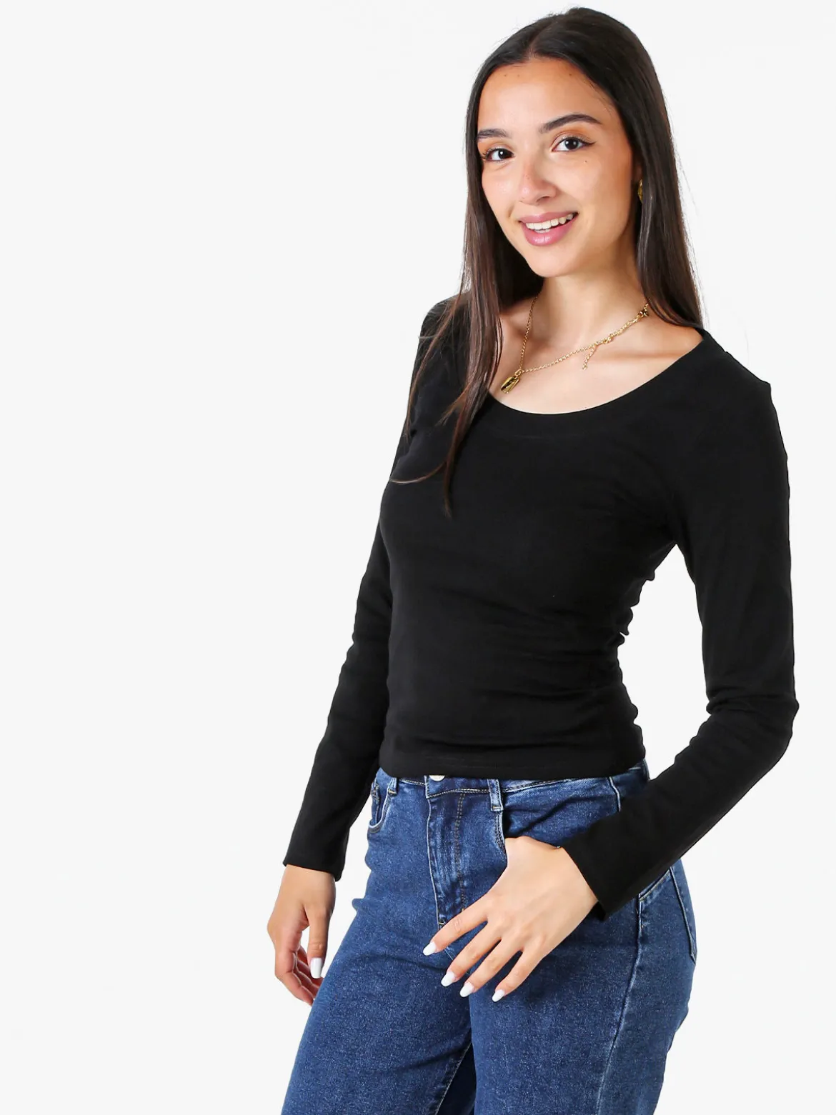 Solada T-shirt a maniche lunghe da donna in cotone - nero