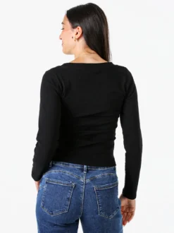 Solada T-shirt a maniche lunghe da donna in cotone - nero