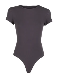 Solada T-shirt body donna a costine - antracite