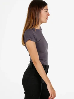 Solada T-shirt body donna a costine - antracite