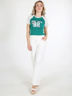 Solada T-shirt crop da donna in cotone con stampa
