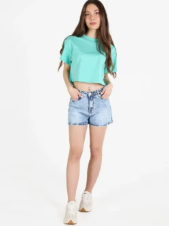 Solada T-shirt crop donna in cotone oversize